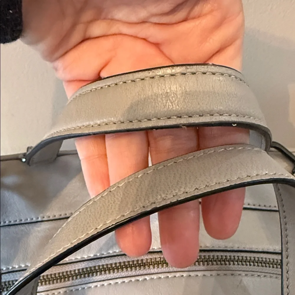 Tory Burch Fleming Satchel Gray Quilted Leather Chain Strap